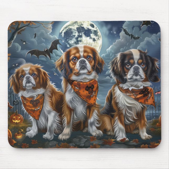 Mousepad Tibetano Spaniel Halloween Spooky (Frente)