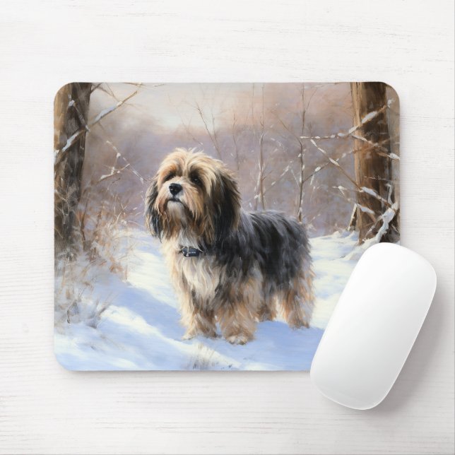 Mousepad Tibetano Terrier deixa nevar o Natal (Com mouse)