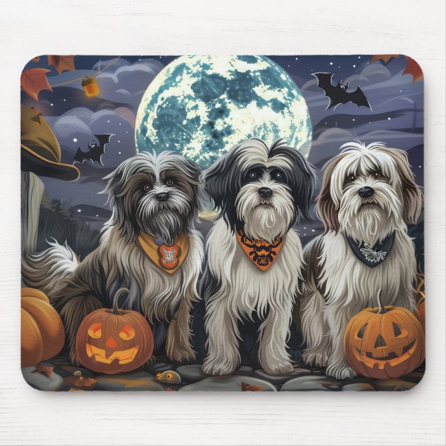 Mousepad Tibetano Terrier Halloween Spooky (Frente)