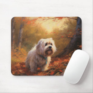 Mousepad Tibetano - Terrier no outono deixa cair inspiração
