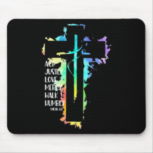 Mousepad Tie Dye Cross Micah 68 Act Justed Bíblia Escritura