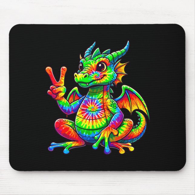 Mousepad Tie-dye Dragon Peace Sign Hipe  (Frente)