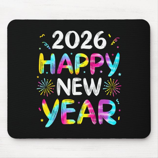 Mousepad Tie Dye Happy New Year 2026 Family Matching New Ye (Frente)