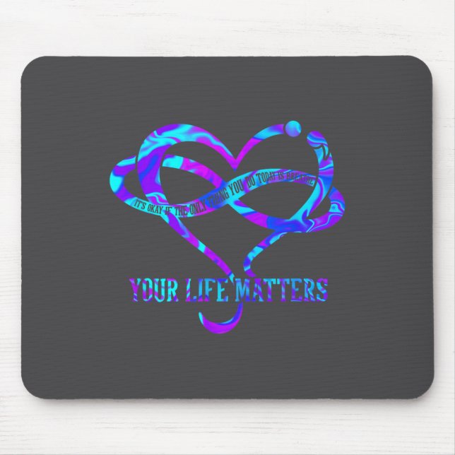 Mousepad Tie Dye Heart Your Life S Suicide Prevention Aware (Frente)