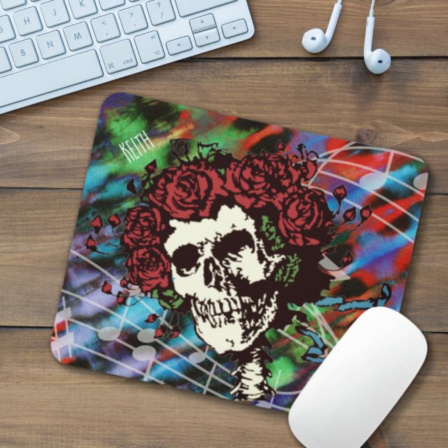 Mousepad Tie Dye Skull com Rosas (Criador carregado)