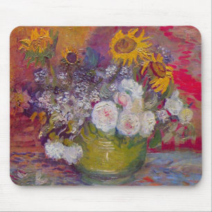 Mousepad Tigela com Girassóis e Rosas por Vincent van Gogh