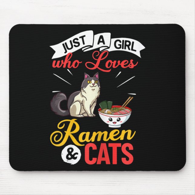 Mousepad Tigela de Ramen de Gato Sopa de Macarrão de Frango (Frente)