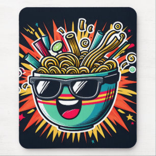Mousepad Tigela de Ramen de Macarrão Cartoon Fofo e Diverti