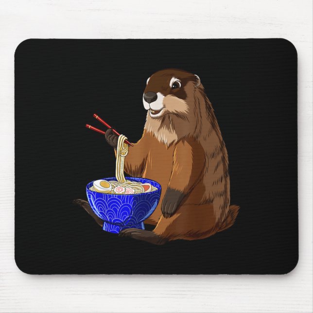 Mousepad Tigelas de Ramen Kawaii de Macarrão Japonês Funny  (Frente)