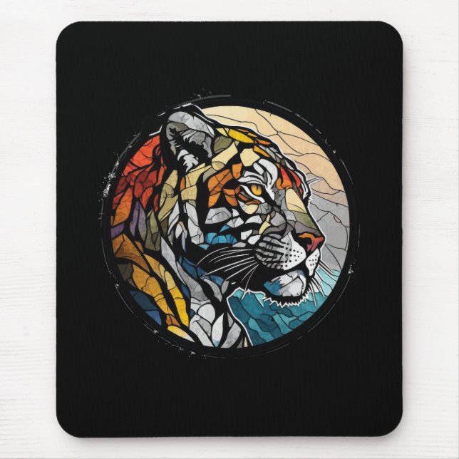 Mousepad Tiger Animal Portrait Vidro Armazenado (Frente)