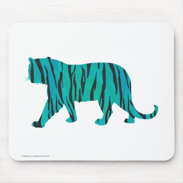 Mousepad Tiger Black and Teal Impressão (Frente)