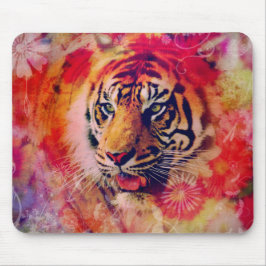 Mousepad Tiger Floral Digital Art