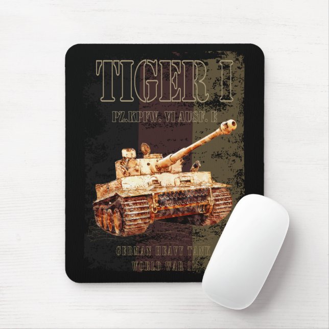 Mousepad Tiger I German Heavy Tank WII com bandeira alemã (Com mouse)