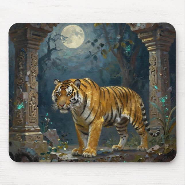 Mousepad Tiger in Ancient Dunes under the Full Moon (Frente)