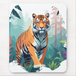 Mousepad Tiger Vetor Art Animal Majestade Natureza Selvagem