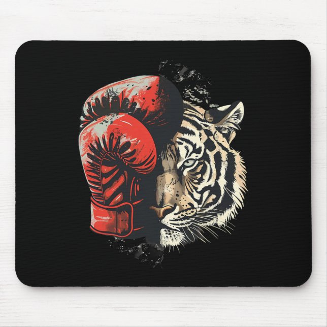 Mousepad Tigre Boxeador Com Luvas de Boxe Kickboxing Boi En (Frente)