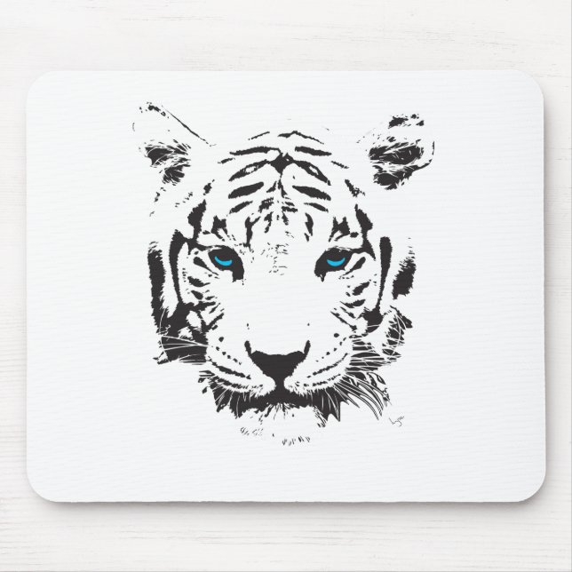 Mousepad Tigre branco com olhos azuis (Frente)