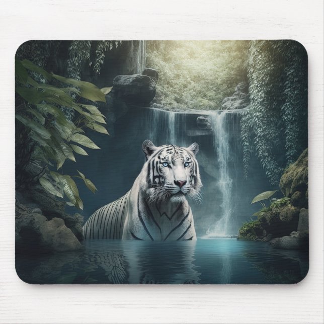 Mousepad "Tigre Branco e Quedas de Água" (Frente)