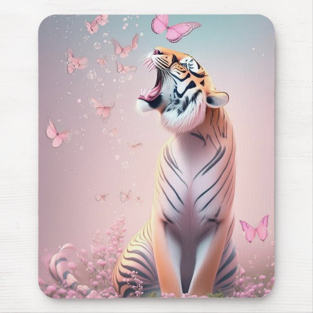 Mousepad Tigre com borboletas (Frente)