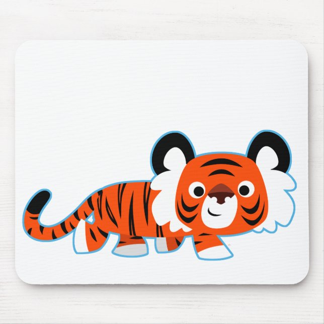 Mousepad Tigre de Cartoon Bonito no Bloco de Mão-de-Obra (Frente)