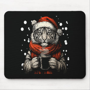 Mousepad Tigre de Natal com Chapéu de Papai Noel Amante de