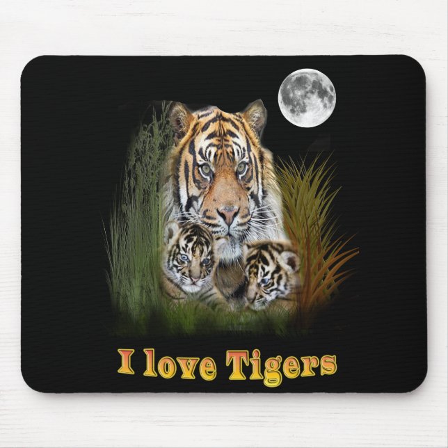 Mousepad Tigre e filhotes de arte (Frente)