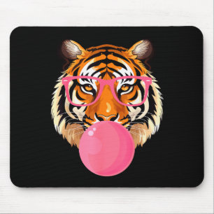 Mousepad Tigre Engraçado Sopra Chiclete Rosto de Tigre Fofo