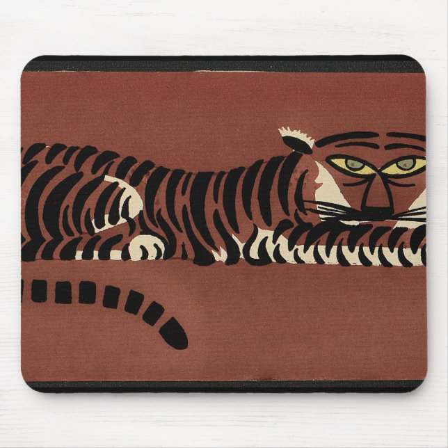 Mousepad Tigre - Ilustração de Livro Colorida Antiquária (Frente)