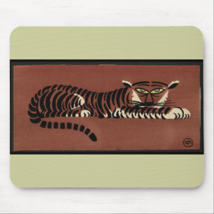 Mousepad Tigre - Ilustração de Livro Colorida Antiquária