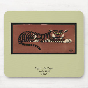 Mousepad Tigre - Ilustração de Livro Colorida Antiquária