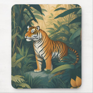 Mousepad Tigre Majestoso na Arte Selvagem Elegante