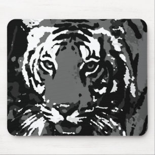 Mousepad Tigre Pop de Arte Preto Branco