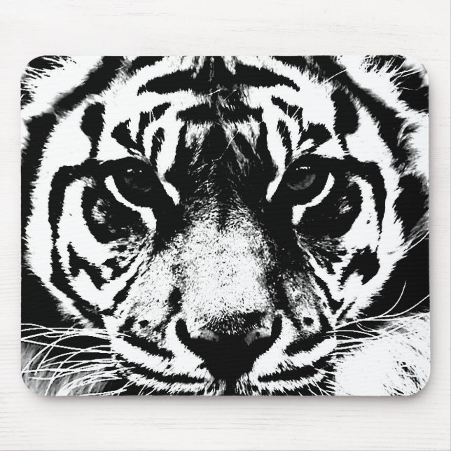 Mousepad Tigre preto e branco (Frente)