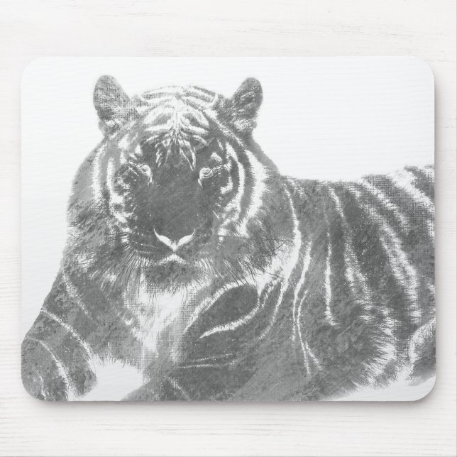 Mousepad Tigre Preto e Branco (Frente)