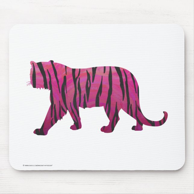 Mousepad Tigre preto e rosa quente Silhouette (Frente)