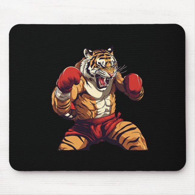 Mousepad Tigre Raivoso de Muay Thai e Boxe Tailandês (Frente)