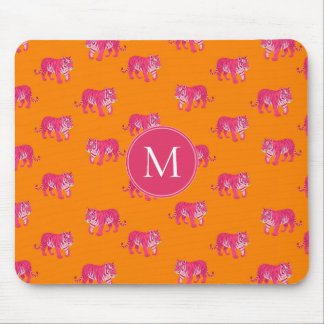 Mousepad Tigre Rosa Quente no Padrão Laranja Laranja Negrit