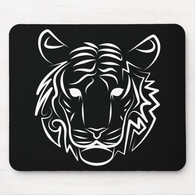 Mousepad Tigre Tribal Preto e Branco (Frente)