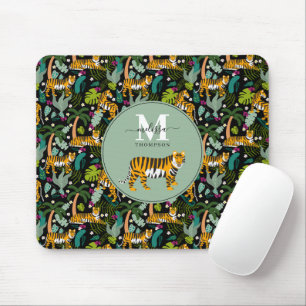 Mousepad Tigre Tropical Preto Selva Botânica Nome Safari