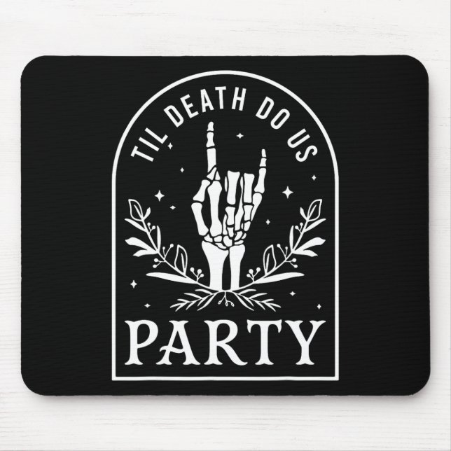 Mousepad Til Death Do U Party Retro Halloween Bachelorette (Frente)