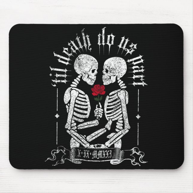 Mousepad Til Death Do Us Part Couple Skeleton Halloween Men (Frente)