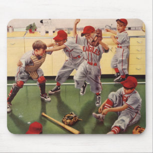 Mousepad Time de beisebol vintage, meninos se divertindo