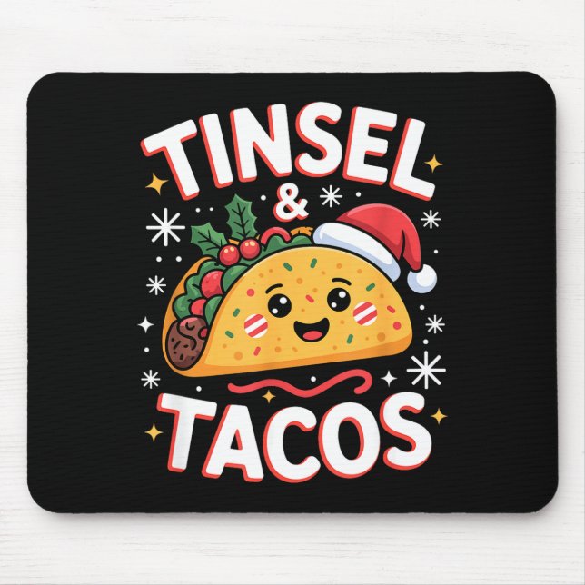 Mousepad Tinsel And Tacos Cute Christmas Mexican Food Fun  (Frente)