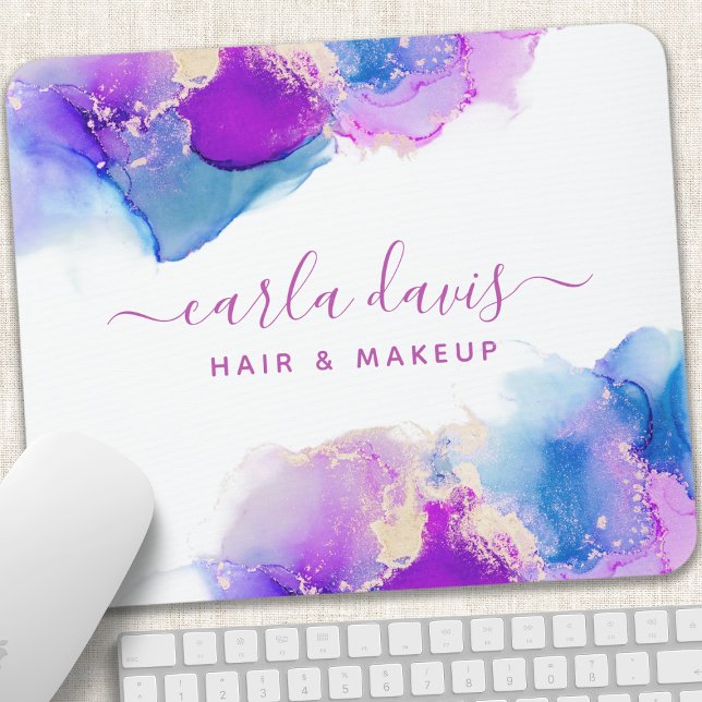 Mousepad Tinta Alcoólica Roxo Azul Signature Script (Criador carregado)