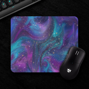 Mousepad Tinta cósmica   Nebulosa da Galáxia Roxa Azul Turq