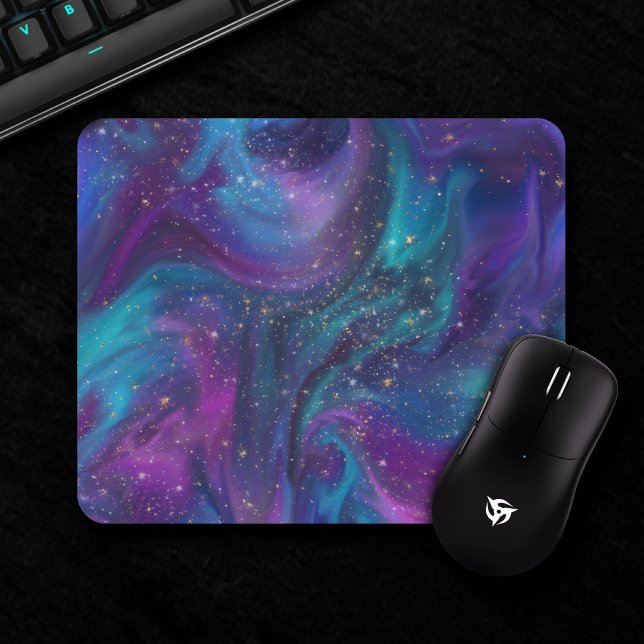 Mousepad Tinta cósmica | Nebulosa da Galáxia Roxa Azul Turq (Criador carregado)
