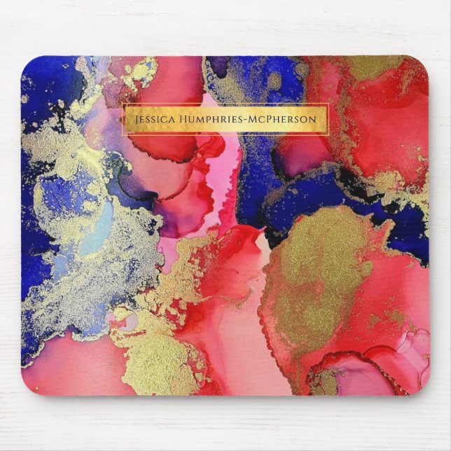 Mousepad Tinta de Álcool Abstrato com Nomes Personalizados (Frente)