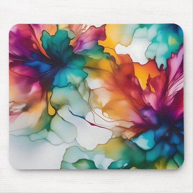 Mousepad Tinta de Álcool Vibrante de Movimento abstrato (Frente)