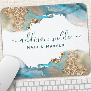 Mousepad Tinta De Aquarela Líquida De Arte Moderna Azul E 