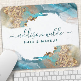 Mousepad Tinta De Aquarela Líquida De Arte Moderna Azul E D